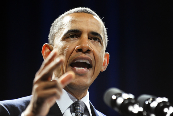 US President Barack Obama addresses a campaign event at the University of Illinois at Chicago in Chicago, Illinois, on January 11, 2012. Obama sought to strike an implicit contrast with his most likely general election foe Mitt Romney, imploring big businesses to bring home US jobs outsourced overseas. White House officials insist that Obama has not yet started to focus on his bid for a second term in November, but is instead concentrating every day on his job, which he sees as reviving the economy and cutting unemployment. AFP Photo/Jewel Samad (Photo credit should read JEWEL SAMAD/AFP/Getty Images) US President Barack Obama addresses a campaign event at the University of Illinois at Chicago in Chicago, Illinois, on January 11, 2012. Obama sought to strike an implicit contrast with his most likely general election foe Mitt Romney, imploring big businesses to bring home US jobs outsourced overseas. White House officials insist that Obama has not yet started to focus on his bid for a second term in November, but is instead concentrating every day on his job, which he sees as reviving the economy and cutting unemployment. AFP Photo/Jewel Samad (Photo credit should read JEWEL SAMAD/AFP/Getty Images)