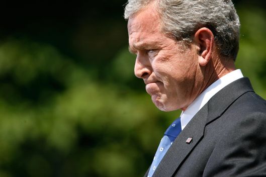 President George W. Bush holds a news conference in the Rose Garden of the White House May 24, 2007 in Washington, DC. Bush spoke about the Iraq war funding and the compromise immigration bill.  