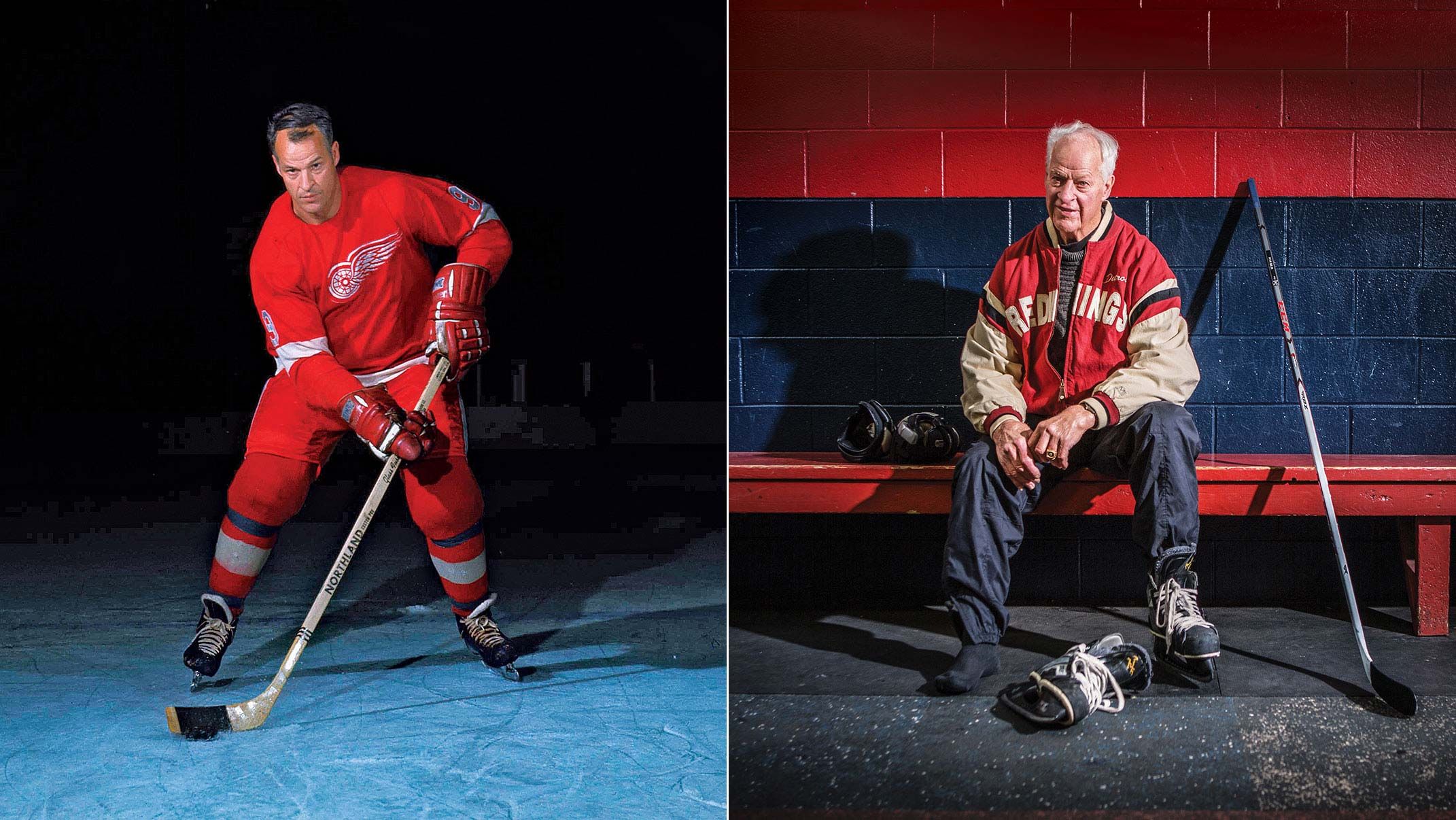 Mark Howe, left to right, Marty Howe, and Hockey Hall of Fame