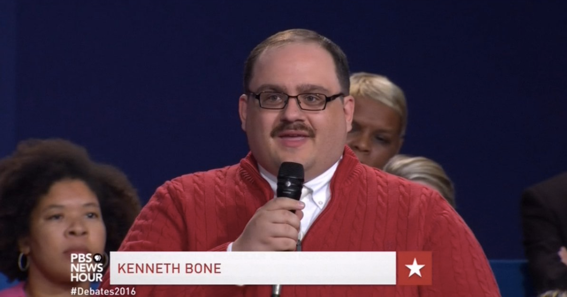 Kenneth Bone Asks Energy Question in Red Sweater at Debate