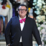NEW YORK - NOVEMBER 18:  Designer Alber Elbaz walks the runway during the Lanvin for H&M Haute Couture Show at The Pierre Hotel on November 18, 2010 in New York City.  (Photo by Jamie McCarthy/Getty Images for H&M)