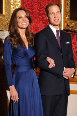 Britain's Prince William and his fianc&Egrave;e Kate Middleton pose for photographers during a photocall to mark their engagement, in the State Rooms of St James?s Palace, central London on November 16, 2010.  Prince William will marry his girlfriend Kate Middleton next year, the royal family said Tuesday, in the biggest royal wedding in Britain since his parents Charles and Diana married in 1981.  The announcement ended feverish speculation about when the second-in-line to the throne would wed, after a romance that has already lasted nearly eight years.            AFP PHOTO / BEN STANSALL (Photo credit should read BEN STANSALL/AFP/Getty Images)