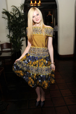 Elle Fanning==
Elle Fanning, Kate and Laura Mulleavy and Van Cleef & Arpels invite you to a dinner in celebration of RODARTE==
Chateau Marmont, Hollywood, CA==
January 17, 2012==
&copy;Patrick McMullan==
Photo - ANDREAS BRANCH/PatrickMcMullan.com==