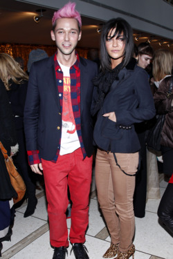 NEW YORK, NY - FEBRUARY 13:  Designer Chris Benz and actress Jessica Szohr attends the Chris Benz fall 2012 presentation during Mercedes-Benz Fashion Week at Avery Fisher Hall Grand Promenade on February 13, 2012 in New York City.  (Photo by Brian Ach/Getty Images)