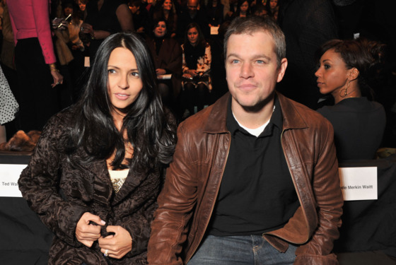 NEW YORK, NY - FEBRUARY 14:  Luciana Barroso and actor Matt Damon attend the Naeem Khan Fall 2012 fashion show during Mercedes-Benz Fashion Week at The Theatre at Lincoln Center on February 14, 2012 in New York City.  (Photo by Stephen Lovekin/Getty Images for Mercedes-Benz Fashion Week)