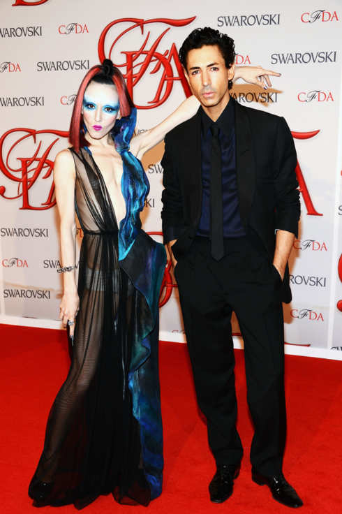 NEW YORK, NY - JUNE 04: Michelle Harper and designer Christian Cota attend the 2012 CFDA Fashion Awards at Alice Tully Hall