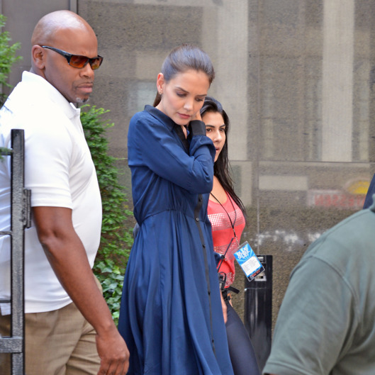 Katie Holmes seen leaving the New School at Parsons School of Design after taping 'Project Runway' in New York City.