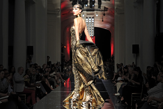 PARIS, FRANCE - JULY 04:  A model walks the runway at the Jean Paul Gaultier Autumn Winter 2012 fashion show during Paris Haute Couture Fashion Week on July 4, 2012 in Paris, France.  (Photo by Chris Moore/Catwalking/Getty Images)