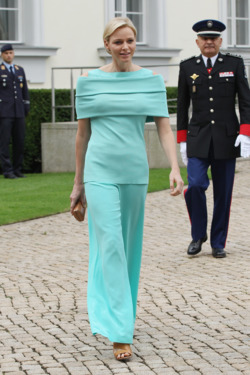 BERLIN, GERMANY - JULY 09:  Princess Charlene of Monaco arrives at Schloss Bellevue Palace on July 9, 2012 in Berlin, Germany. Prince Albert II and Princess Charlene are visiting Berlin and tomorrow will continue to Stuttgart.  (Photo by Sean Gallup/Getty Images)