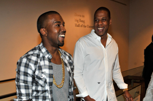 NEW YORK, NY - AUGUST 01: (EXCLUSIVE COVERAGE) Kayne West and Jay-Z attend the exclusive listening event for the highly-anticipated release by Jay-Z and Kanye West,"Watch The Throne" (Available August 8th) at the Hayden Planetarium at the American Museum of Natural History on August 1, 2011 in New York City. (Photo by Kevin Mazur/WireImage)