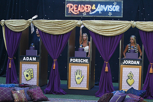 The Big Brother Houseguests compete in the “BB Fortune Teller" Head of Household competition which aired during the broadcast on Wednesday, September 7.
Photo: Cliff Lipson/CBS
?2011 CBS Broadcasting, Inc. All Rights Reserved.