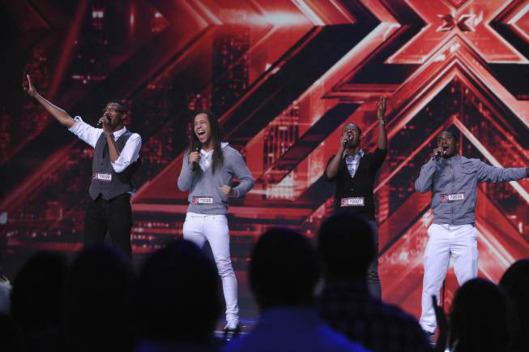 THE X FACTOR: 4 Shore, from Virginia Beach, VA, performs in front of the judges and thousands of audience members on THE X FACTOR airing Wednesday, Sep. 28 (8:00-10:00 PM ET/PT) on FOX. CR: Ray Mickshaw / FOX