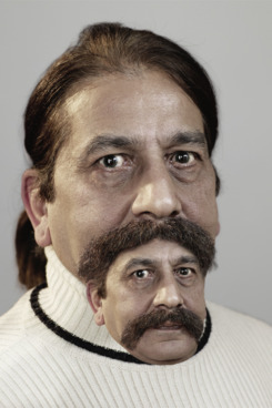 Studio portrait of man with moustache