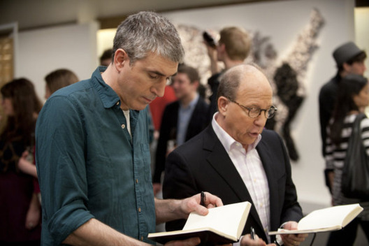 WORK OF ART: THE NEXT GREAT ARTIST -- Episode 205 "Ripped from the Headlines" -- Pictured: (l-r) Adam McEwan, Jerry Saltz -- Photo by: David Giesbrecht /Bravo