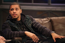 NEW YORK, NY - OCTOBER 25: J Cole stops by Fuse's "Hoppus On Music" for a performance and interview with Mark Hoppus on October 25, 2011 at fuse studios in New York City. This episode airs Friday, October 28th at 11pm ET. (Photo by Astrid Stawiarz/Getty Images)