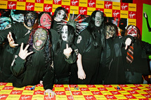 LONDON - MAY 23: Slipknot sign copies of their new album "Vol 3: The Subliminal Verses" at Virgin Megastore, Oxford Street on May 23, 2004 in London. (Photo by Jo Hale/Getty Images)
*** Local Caption *** Slipknot