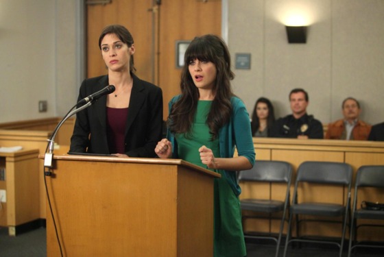 NEW GIRL: Nick's girlfriend Julia (guest star Lizzy Caplan, L) helps Jess (Zooey Deschanel, R) fight a traffic ticket in the "Jess and Julia" episode of NEW GIRL airing Tuesday, Jan. 31 (9:00-9:31 PM ET/PT) on FOX. ©2012 Fox Broadcasting Co. Cr: Patrick Wymore/FOX NEW GIRL: Nick's girlfriend Julia (guest star Lizzy Caplan, L) helps Jess (Zooey Deschanel, R) fight a traffic ticket in the "Jess and Julia" episode of NEW GIRL airing Tuesday, Jan. 31 (9:00-9:31 PM ET/PT) on FOX. ©2012 Fox Broadcasting Co. Cr: Patrick Wymore/FOX