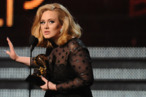 Singer Adele speaks after receiving her Grammy award at the Staples Center during the 54th Grammy Awards in Los Angeles, California, February 12, 2012. AFP PHOTO Robyn BECK (Photo credit should read ROBYN BECK/AFP/Getty Images) Singer Adele speaks after receiving her Grammy award at the Staples Center during the 54th Grammy Awards in Los Angeles, California, February 12, 2012. AFP PHOTO Robyn BECK (Photo credit should read ROBYN BECK/AFP/Getty Images)