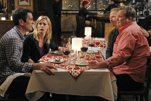 MODERN FAMILY - "Aunt Mommy" - After closing on the sale of a house to Mitch and Cam's friends, Phil and Claire take the two of them out for a celebratory dinner where they proceed to over-indulge in drinks, which leads to some over-sharing, and finally results in waking up the next morning hung over and begging the question - if you'll do anything for family, shouldn't there still be a line drawn somewhere?