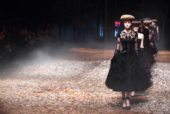 A model walks the runway at the McQ Alexander McQueen Autumn/Winter 2012 show at London Fashion Week at Old Sorting Office on February 20, 2012 in London, England.