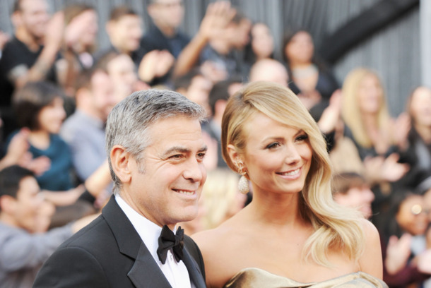 HOLLYWOOD, CA - FEBRUARY 26: Actor George Clooney (L) and Stacy Kiebler arrive at the 84th Annual Academy Awards held at the Hollywood & Highland Center on February 26, 2012 in Hollywood, California. (Photo by Jason Merritt/Getty Images) HOLLYWOOD, CA - FEBRUARY 26: Actor George Clooney (L) and Stacy Kiebler arrive at the 84th Annual Academy Awards held at the Hollywood & Highland Center on February 26, 2012 in Hollywood, California. (Photo by Jason Merritt/Getty Images)