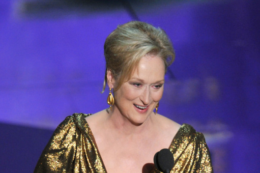 Actress Meryl Streep accepts the Best Actress Award for 'The Iron Lady'