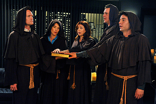 âÂÂThe BroathâÂÂ-- The gang, Barney (Neil Patrick Harris), Robin (Cobie Smulders), Lily (Alyson Hannigan) Marshall (Jason Segel), and Ted (Josh Radnor), on HOW I MET YOUR MOTHER, Monday, March 19 (8:00-8:30 PM, ET/PT) on the CBS Television Network. Photo: Eric McCandless/Fox é2012 FOX Television. All Rights Reserved. âÂÂThe BroathâÂÂ-- The gang, Barney (Neil Patrick Harris), Robin (Cobie Smulders), Lily (Alyson Hannigan) Marshall (Jason Segel), and Ted (Josh Radnor), on HOW I MET YOUR MOTHER, Monday, March 19 (8:00-8:30 PM, ET/PT) on the CBS Television Network. Photo: Eric McCandless/Fox é2012 FOX Television. All Rights Reserved.