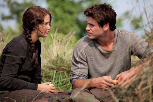 Katniss Everdeen (Jennifer Lawrence) and Gale Hawthorne (Liam Hemsworth) in THE HUNGER GAMES. Katniss Everdeen (Jennifer Lawrence) and Gale Hawthorne (Liam Hemsworth) in THE HUNGER GAMES.