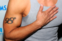 LAS VEGAS, NV - SEPTEMBER 04: Singer Jeff Timmons (tattoo detail) arrives at a pool party hosted by Sean "Diddy" Combs at the Palms Casino Resort September 4, 2011 in Las Vegas, Nevada. (Photo by Ethan Miller/Getty Images)