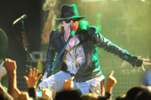 Singer Axl Rose of Guns N' Roses performs at the Hollywood Palladium