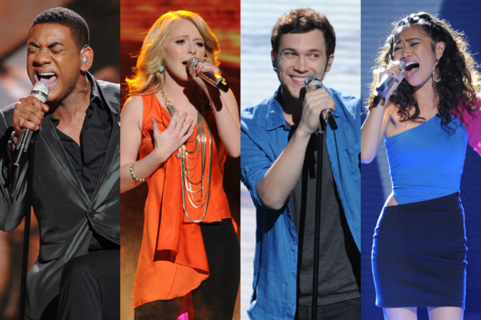 Josh Ledet, Hollie Cavanagh, Phillip Phillips and Jessica Sanchez perform on American Idol airing Wednesday, May 9 (8:00-10:00 PM ET/PT) on FOX.