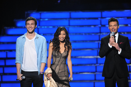AMERICAN IDOL: L-R: Phillip Phillips, Jessica Sanchez and Ryan Seacrest on AMERICAN IDOL airing Tuesday, May 22 (8:00-9:00 PM ET/PT) on FOX.