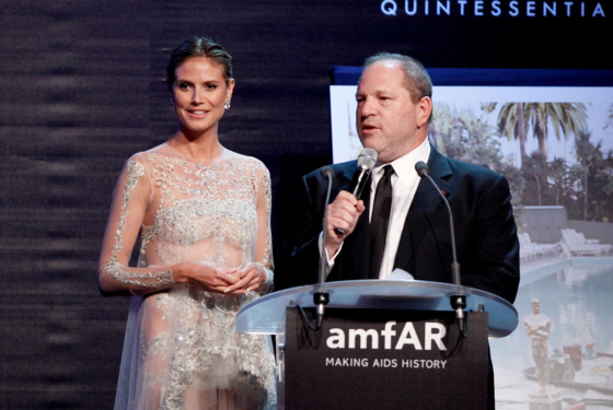 CAP D'ANTIBES, FRANCE - MAY 24: (L-R) Heidi Klum and producer Harvey Weinstein speak onstage during the 2012 amfAR's Cinema Against AIDS during the 65th Annual Cannes Film Festival at Hotel Du Cap on May 24, 2012 in Cap D'Antibes, France. (Photo by Andreas Rentz/Getty Images) CAP D'ANTIBES, FRANCE - MAY 24: (L-R) Heidi Klum and producer Harvey Weinstein speak onstage during the 2012 amfAR's Cinema Against AIDS during the 65th Annual Cannes Film Festival at Hotel Du Cap on May 24, 2012 in Cap D'Antibes, France. (Photo by Andreas Rentz/Getty Images)