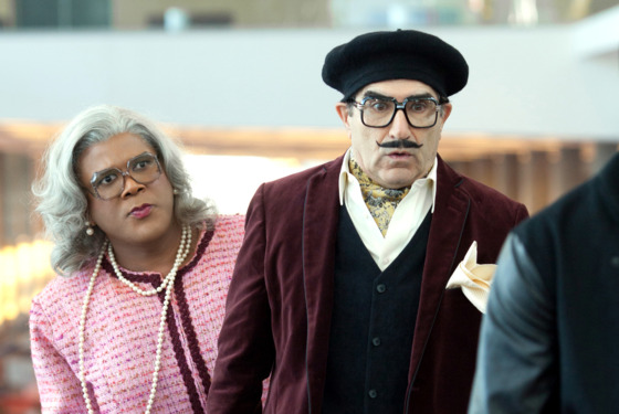 Madea (Tyler Perry) and George Needleman (Eugene Levy) in TYLER PERRY’S MADEA’S WITNESS PROTECTION. Madea (Tyler Perry) and George Needleman (Eugene Levy) in TYLER PERRY’S MADEA’S WITNESS PROTECTION.