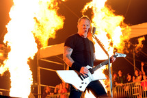 INDIO, CA - APRIL 23: Musician James Hetfield of Metallica performs onstage during The Big 4 held at the Empire Polo Club on April 23, 2011 in Indio, California. (Photo by Kevin Winter/Getty Images) *** Local Caption *** James Hetfield;