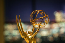 An Emmy statuette is seen in the Architectural Digest Greenroom, where celebrities will wait to go onstage during the 57th Annual Primetime Emmy Awards show at the Shrine Auditorium, on September 15, 2005 in Los Angles, California. The Emmys will take place on September 18. (Photo by David McNew/Getty Images)