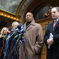 NEW YORK, NY - DECEMBER 23: Actress Paige Price, Assembly Member Richard Gottfried, New York Senator Eric Adams and Assemblyman Rory Lancman attend the "Spider-Man: Turn Off The Dark" on Broadway Safety Issues Press Conference at the Foxwoods Theater on December 23, 2010 in New York City. (Photo by Jason Kempin/Getty Images) *** Local Caption *** Paige Price;Richard Gottfried;Eric Adams;Rory Lancman NEW YORK, NY - DECEMBER 23: Actress Paige Price, Assembly Member Richard Gottfried, New York Senator Eric Adams and Assemblyman Rory Lancman attend the "Spider-Man: Turn Off The Dark" on Broadway Safety Issues Press Conference at the Foxwoods Theater on December 23, 2010 in New York City. (Photo by Jason Kempin/Getty Images) *** Local Caption *** Paige Price;Richard Gottfried;Eric Adams;Rory Lancman