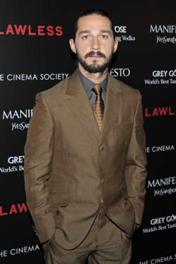 Shia LaBeouf==
The Cinema Society & Manifesto Yves Saint Laurent host a screening of The Weinstein Company’s "Lawless"==
The Paley Center for Media, NYC==
August 13, 2012==
©Patrick McMullan==
Photo - Nicholas Hunt / PatrickMcMullan.com==
== Shia LaBeouf==
The Cinema Society & Manifesto Yves Saint Laurent host a screening of The Weinstein Company’s "Lawless"==
The Paley Center for Media, NYC==
August 13, 2012==
©Patrick McMullan==
Photo - Nicholas Hunt / PatrickMcMullan.com==
==