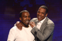 LOS ANGELES, CA - JULY 01: Recording artists Kanye West (L) and Jay-Z accept the award for Video of the Year onstage during the 2012 BET Awards at The Shrine Auditorium on July 1, 2012 in Los Angeles, California. (Photo by Michael Buckner/Getty Images For BET)