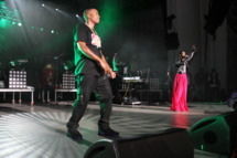 Nas & Lauryn Hill pictured at 2012 Rock The Bells Day Two music festival at the PNC Bank Arts Center on September 2, 2012 in Holmdel, New Jersey.