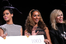 NEW YORK - DECEMBER 12: (L-R) Singers Rihanna, Leona Lewis and Natasha Bedingfield on stage during Z100's Jingle Ball at Madison Square Garden on December 12, 2008 in New York City. (Photo by Scott Gries/Getty Images) *** Local Caption *** Rihanna;Leona Lewis;Natasha Bedingfield