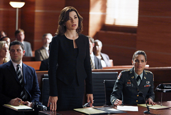 "The Art of War"-- Alicia (Julianna Margulies, left) represents Laura Hellinger (Amanda Peet, right), an Army captain who accuses a civilian contractor of attempting to rape her in Afghanistan, on THE GOOD WIFE, Sunday Nov. 4. "The Art of War"-- Alicia (Julianna Margulies, left) represents Laura Hellinger (Amanda Peet, right), an Army captain who accuses a civilian contractor of attempting to rape her in Afghanistan, on THE GOOD WIFE, Sunday Nov. 4.