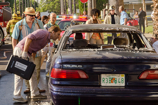 Michael C. Hall as Dexter Morgan, David Zayas as Angel Batista , C.S. Lee as Vince Masuka and Dana L. Wilson as Detective Angie Miller (Season 7, episode 9)