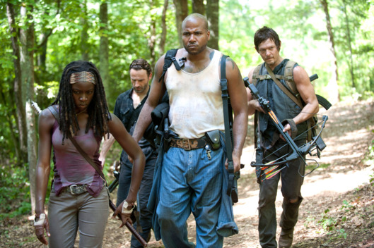 Michonne (Danai Gurira), Rick Grimes (Andrew Lincoln), Oscar (Vincent Ward) and Daryl Dixon (Norman Reedus) - The Walking Dead - Season 3, Episode 7