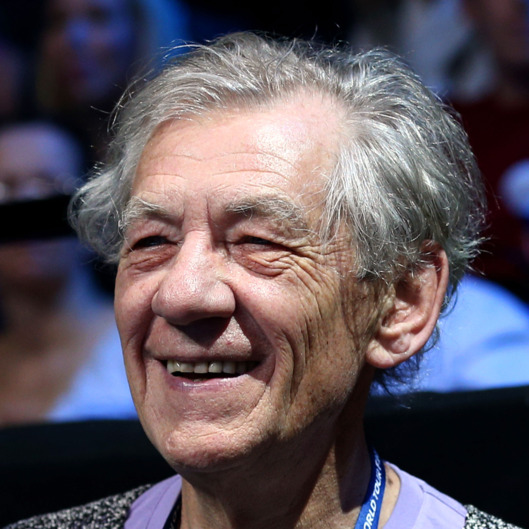 Actor Sir Ian McKellen attends the men's singles semifinal match between Andy Murray of Great Britain and Roger Federer of Switzerland during day seven of the ATP World Tour Finals at O2 Arena on November 11, 2012 in London, England.