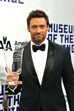 Actor Hugh Jackman poses with his award at the Museum of Moving Images salute to Hugh Jackman at Cipriani Wall Street on December 11, 2012 in New York City. Actor Hugh Jackman poses with his award at the Museum of Moving Images salute to Hugh Jackman at Cipriani Wall Street on December 11, 2012 in New York City.