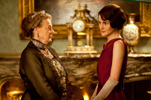 Downton Abbey Season 3 - Sundays, January 6 - February 17, 2013 on MASTERPIECE on PBS - From left to right: Maggie Smith as the Dowager Countess and Michelle Dockery as Lady Mary