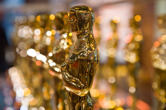 The "Oscar," the statue given to winners at the annual Academy Awards ceremony, on display in Times Square before traveling to California.