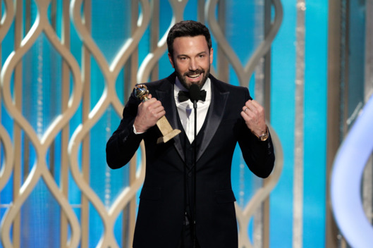 In this handout photo provided by NBCUniversal, Actor Ben Affleck accepts the Best Director award for Motion Picture, "Argo" on stage during the 70th Annual Golden Globe Awards at the Beverly Hilton Hotel International Ballroom on January 13, 2013 in Beverly Hills, California.
