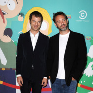 South Park writers/creators Matt Stone (L) and Trey Parker (R) arrive at "South Park" 15th Anniversary Celebration at The Barker Hanger on September 20, 2011 in Santa Monica, California. South Park writers/creators Matt Stone (L) and Trey Parker (R) arrive at "South Park" 15th Anniversary Celebration at The Barker Hanger on September 20, 2011 in Santa Monica, California.